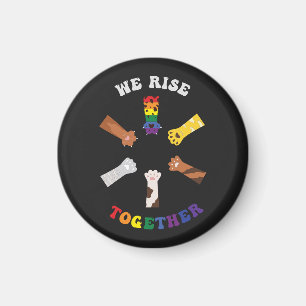 We Rise Together   Paw Print   Diversity   Unity Magnet