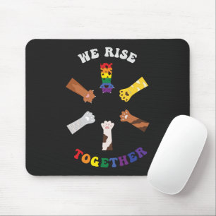 We Rise Together Paw Print Diversity Unity Mouse Pad