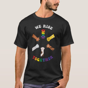 We Rise Together Paw Print Diversity Unity T-Shirt