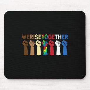 We Rise Together Puzzle Inspirational Autism Aware Mouse Pad