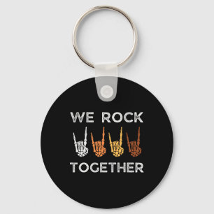 We Rock Together Skeleton Hands Rock Funny Hallowe Key Ring