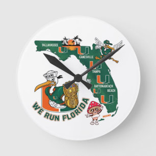 We Run Florida Football Fan Gameday Graphic Round Clock