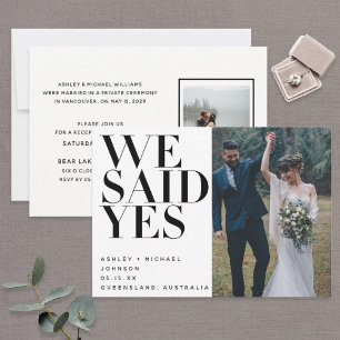 WE SAID YES   2 Photo Wedding Reception Only Invitation