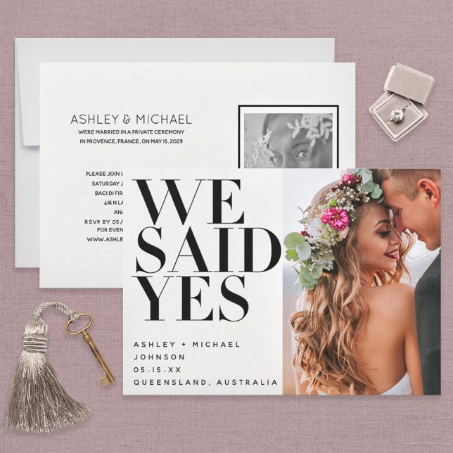 WE SAID YES | 2 Photo Wedding Reception Only Invitation (Creator Uploaded)