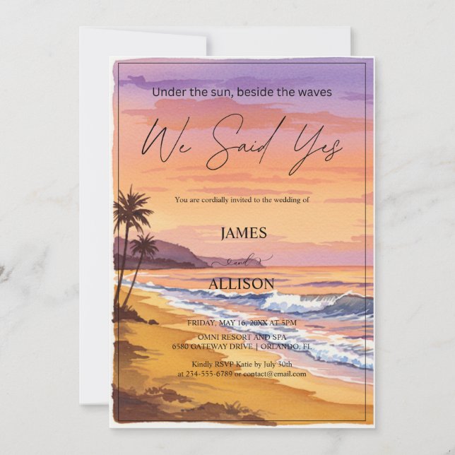 We Said yes - Boho Beach California &  Wedding  Invitation (Front)