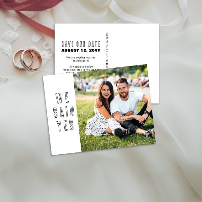 We Said Yes Photo Wedding Save the Date Postcard (We Said Yes .. Wedding Save the Date Postcard with photo)