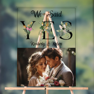 We Said Yes Tropical Flowers Letters Custom Photo Acrylic Sign