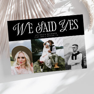We Said Yes Vintage Wedding Multi Photo Black Announcement