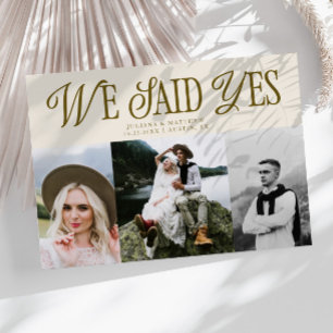 We Said Yes Vintage Wedding Multi Photo Cream Announcement