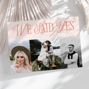 We Said Yes Vintage Wedding Multi Photo Peach Announcement