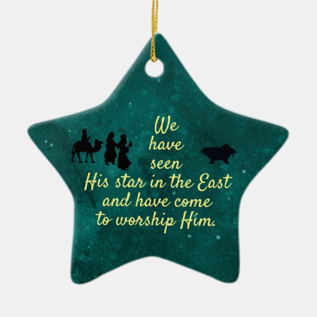 We saw the star ceramic tree decoration (Front)