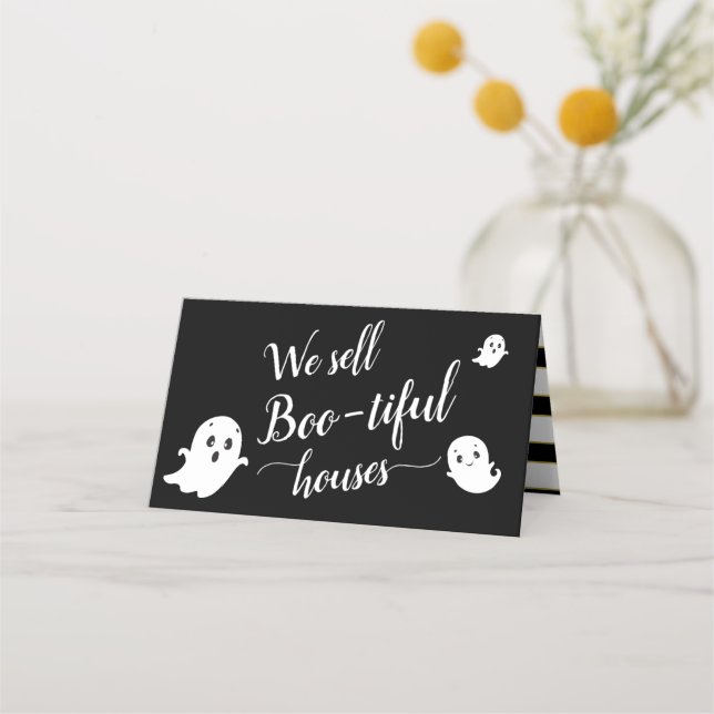 We sell Boo-tiful houses | Halloween Realtor Marke Place Card (Front)