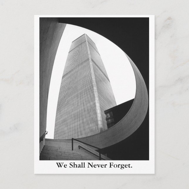 We Shall Never Forget. Postcard (Front)