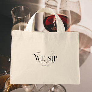 We Sip Wine Club Custom Crest Wine  Mini Tote Bag