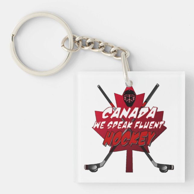 We Speak Fluent Hockey Canada Leaf Humour Key Chai Ring (Front)