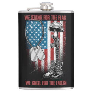 We Stand for the Flag Quote Hip Flask