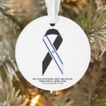 We stand with Israel flag black ribbon custom text Ornament<br><div class="desc">We stand with Israel with Israel flag black ribbon and black personalised simple modern custom text on one side of ornament.
Israel flag on the other side of ornament.
Available in many shapes and materials.

Text is fully customisable.
These ornaments are great as Hanukkah gifts and favours.</div>