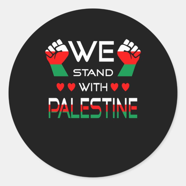 We Stand With Palestine Classic Round Sticker (Front)