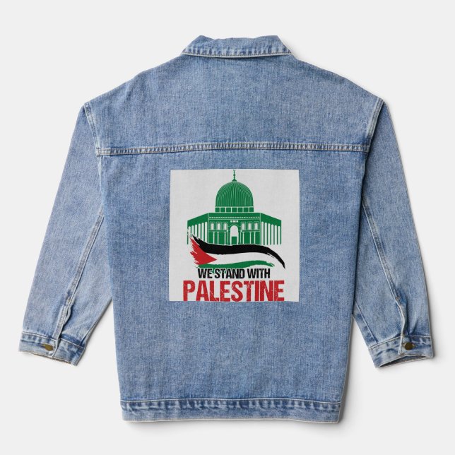 We Stand with Palestine Denim Jacket (Back)