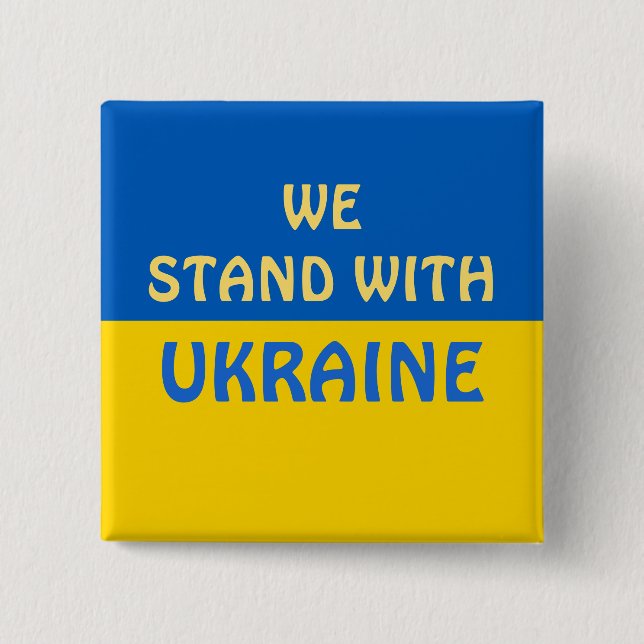 We Stand with Ukraine | Show Support  15 Cm Square Badge (Front)