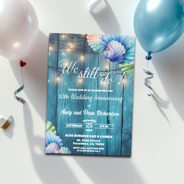 We Still Do 10th Wedding Anniversary String Lights Invitation (Creator Uploaded)
