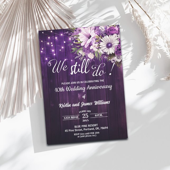 We Still Do 10th Wedding Anniversary String Lights Invitation (Creator Uploaded)