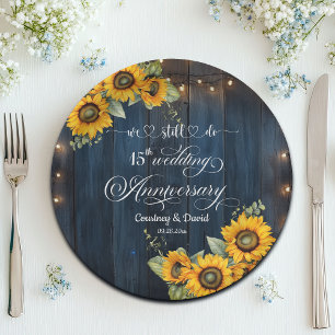We Still Do 15th Wedding Anniversary String Lights Paper Plate