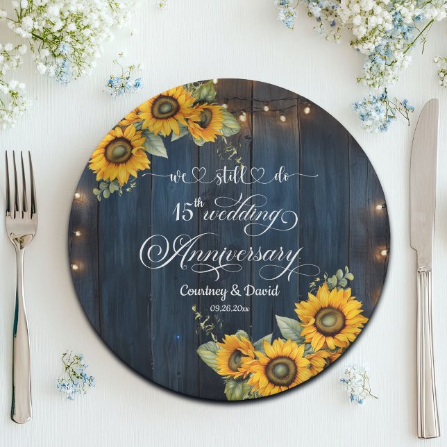 We Still Do 15th Wedding Anniversary String Lights Paper Plate (Creator Uploaded)