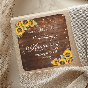 We Still Do 1st Wedding Anniversary String Lights Square Sticker