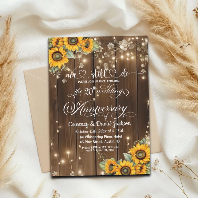 We Still Do 20th Wedding Anniversary String Lights Invitation (Creator Uploaded)