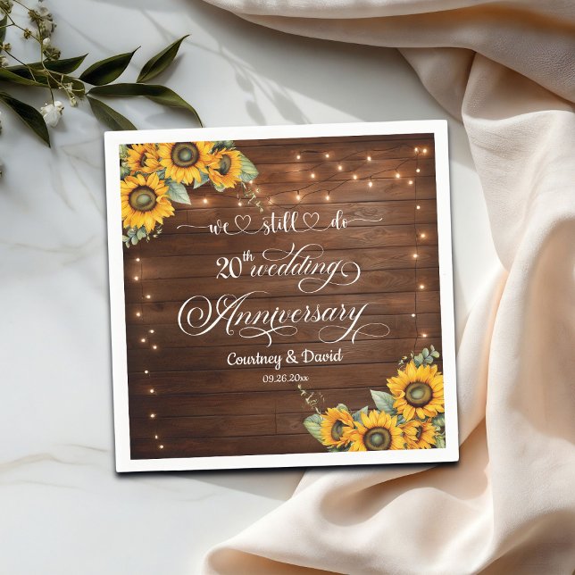 We Still Do 20th Wedding Anniversary String Lights Napkin (Creator Uploaded)