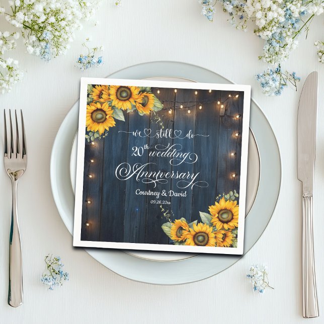 We Still Do 20th Wedding Anniversary String Lights Napkin (Creator Uploaded)