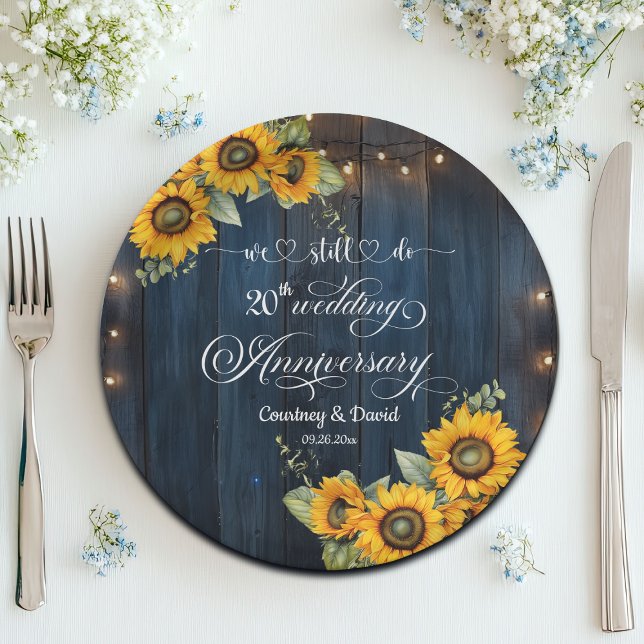 We Still Do 20th Wedding Anniversary String Lights Paper Plate (Creator Uploaded)