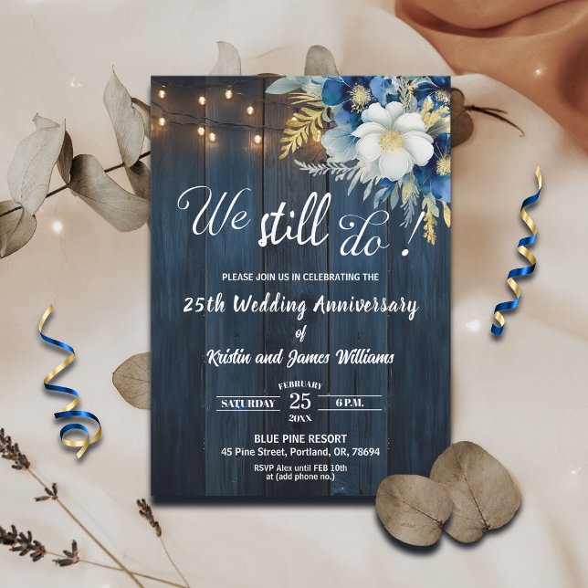 We Still Do 25th Wedding Anniversary String Lights Invitation (Creator Uploaded)