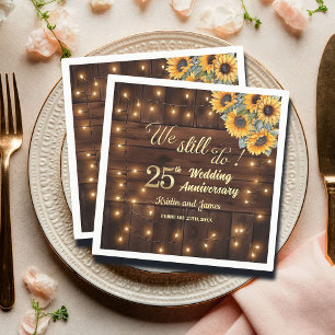 We Still Do 25th Wedding Anniversary String Lights Napkin