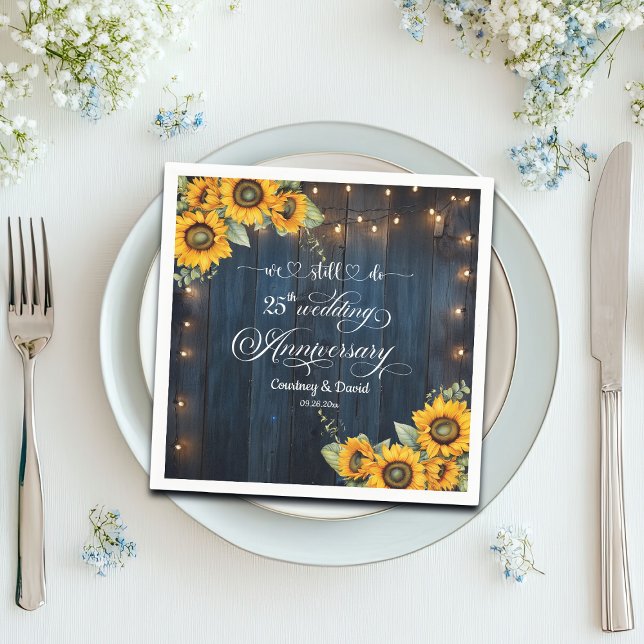 We Still Do 25th Wedding Anniversary String Lights Napkin (Creator Uploaded)