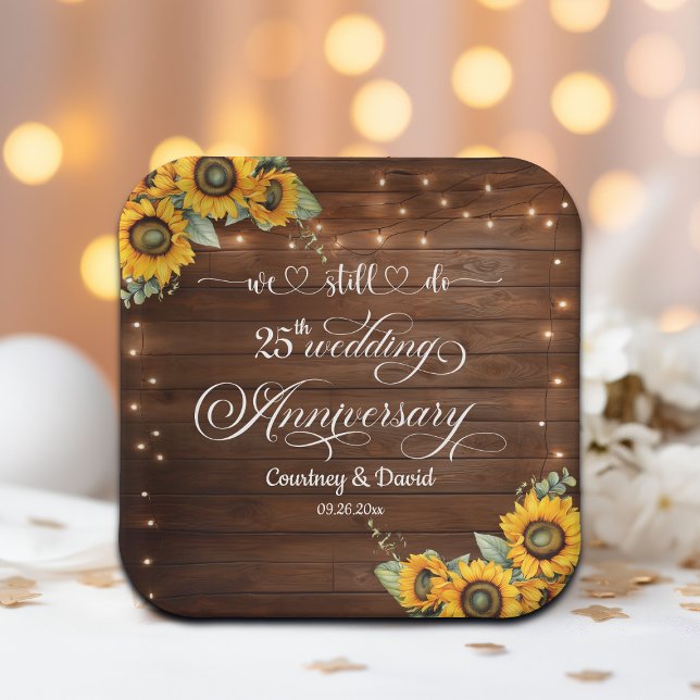 We Still Do 25th Wedding Anniversary String Lights Paper Plate (Creator Uploaded)