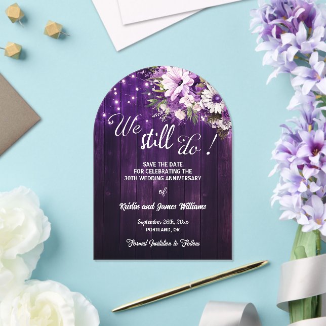 We Still Do 30th Wedding Anniversary String Lights Acrylic Invitations (Insitu (Wedding))