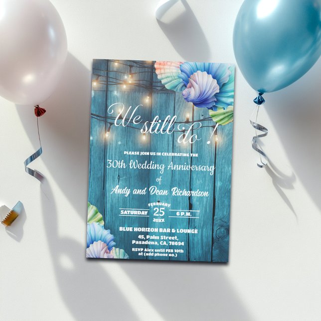 We Still Do 30th Wedding Anniversary String Lights Invitation (Creator Uploaded)