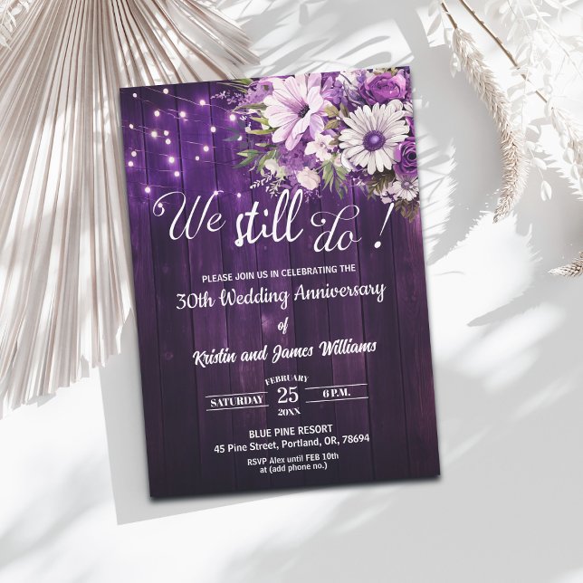 We Still Do 30th Wedding Anniversary String Lights Invitation (Creator Uploaded)