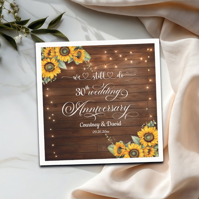 We Still Do 30th Wedding Anniversary String Lights Napkin (Creator Uploaded)