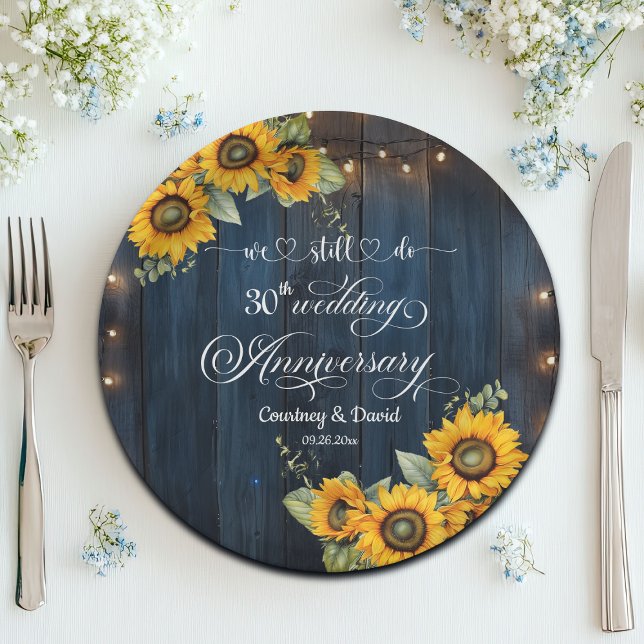 We Still Do 30th Wedding Anniversary String Lights Paper Plate (Creator Uploaded)