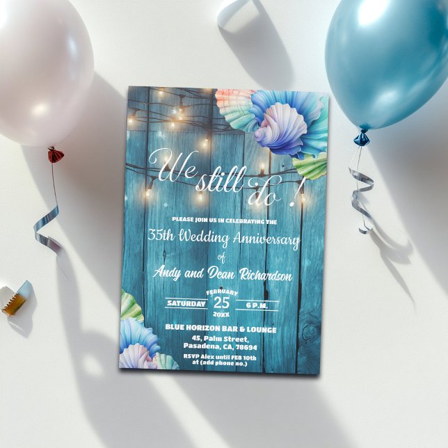 We Still Do 35th Wedding Anniversary String Lights Invitation (Creator Uploaded)