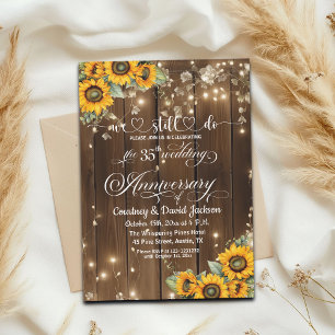 We Still Do 35th Wedding Anniversary String Lights Invitation