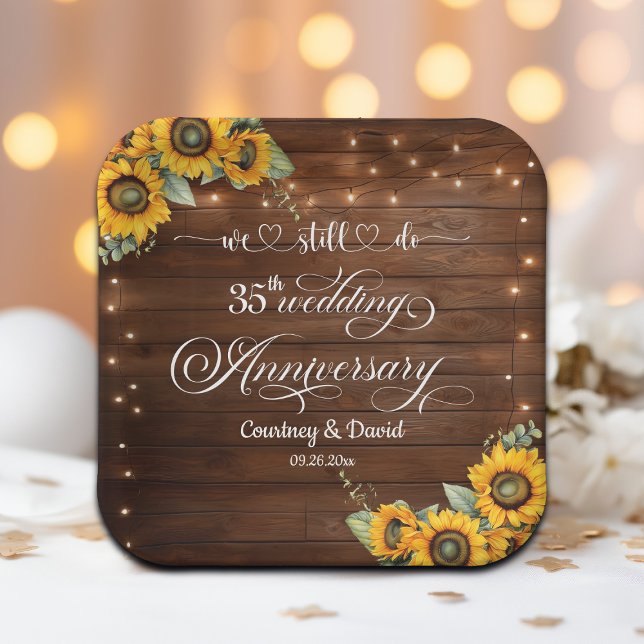 We Still Do 35th Wedding Anniversary String Lights Paper Plate (Creator Uploaded)