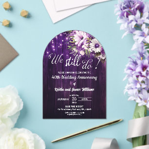 We Still Do 40th Wedding Anniversary String Lights Acrylic Invitations