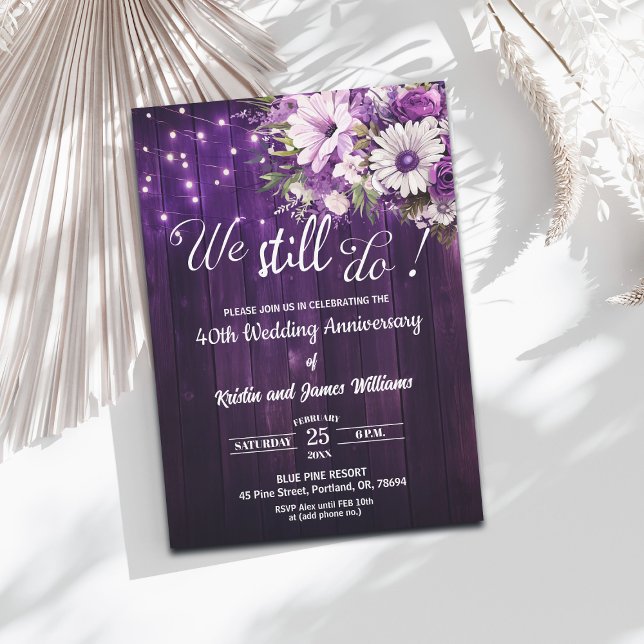 We Still Do 40th Wedding Anniversary String Lights Invitation (Creator Uploaded)