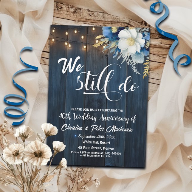 We Still Do 40th Wedding Anniversary String Lights Invitation (Creator Uploaded)