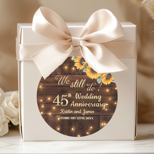 We Still Do 45th Wedding Anniversary String Lights Classic Round Sticker (Creator Uploaded)