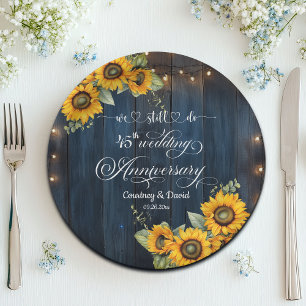 We Still Do 45th Wedding Anniversary String Lights Paper Plate